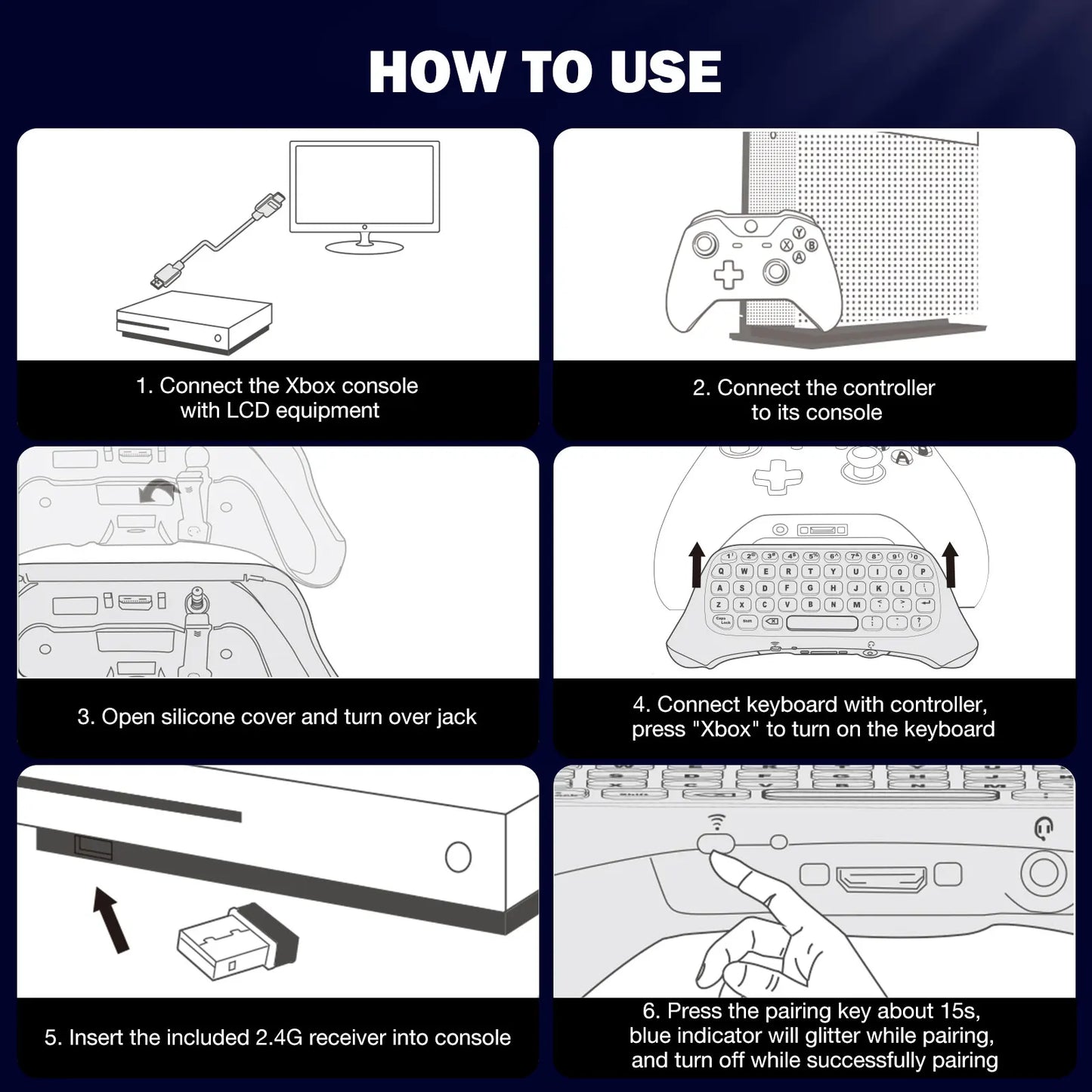 Bezprzewodowa klawiatura RGB do konsoli xbox
